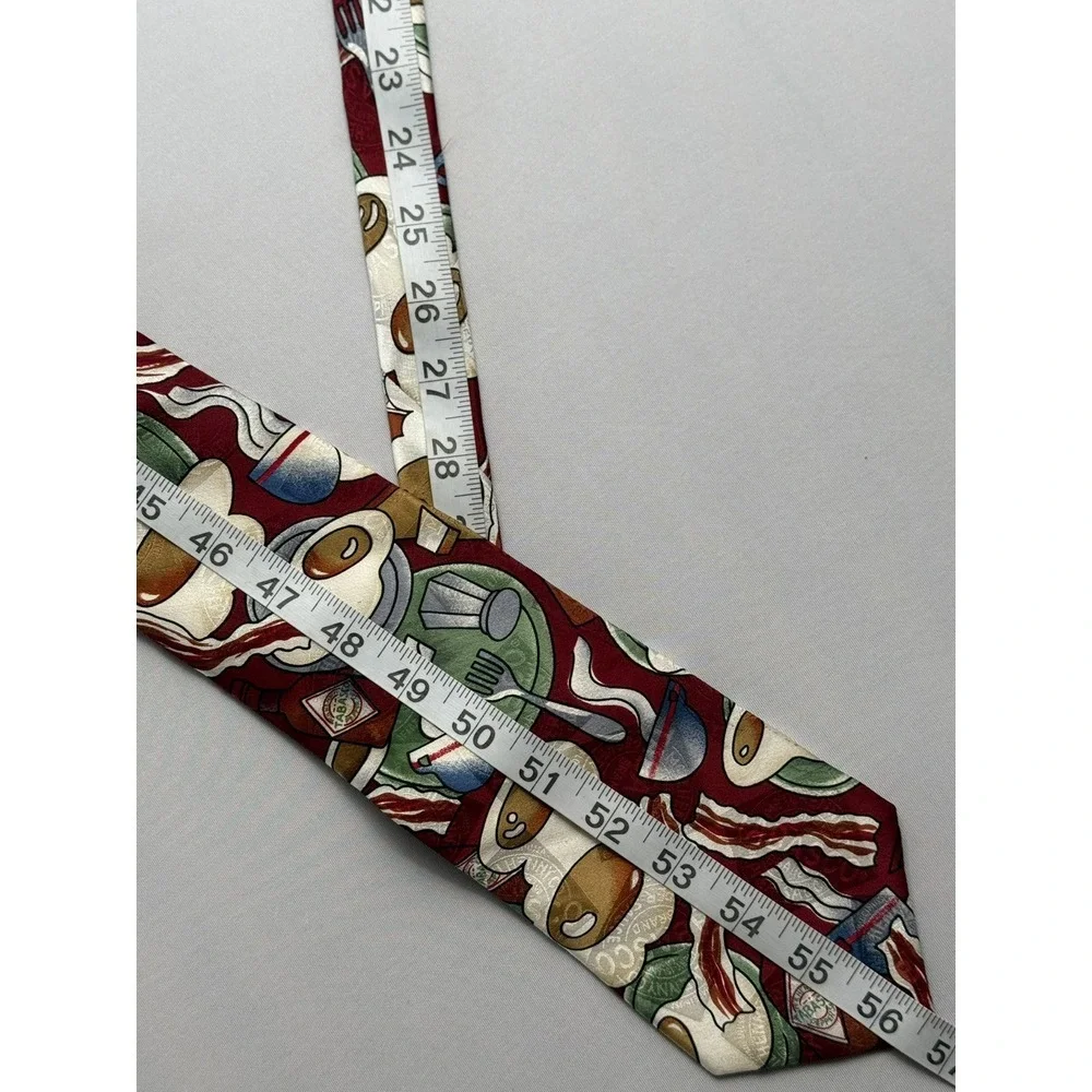 VTG Tabasco 100% Silk Tie Spicy Eggs and Bacon W-4
